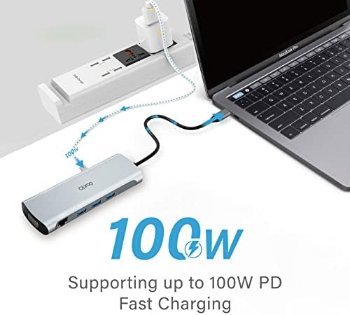 Opro9 10 az 1-ben USB-C Dokkolóegység, Laptop Dokkoló Állomás Kettős 4K HDMI / 1080P VGA Adapter 2 Monitorok, USB 3.0, PD-100W,