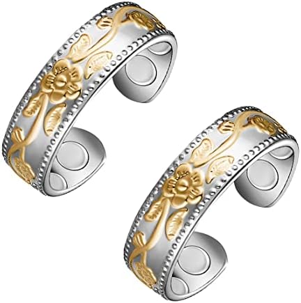 Cigmag 4X Réz Gyűrűk Nők Erős Mágneses Gyűrű Ujjak Hüvelykujj Állítható - Ban Szilárd Tiszta Réz Ékszerek, Ajándék（2DB）