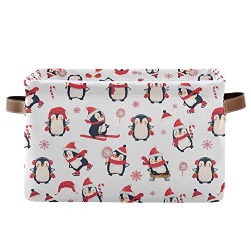 Téglalap alakú tárolóban Aranyos Pingvin Rajzfilm Karácsonyi Vászon Szövet Kezeli - Vászon Óvoda Dobozok Szervező Polc Óvoda