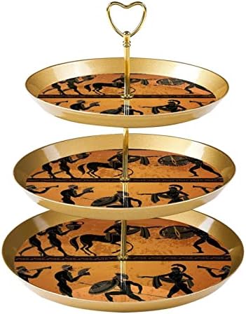 3 Tier Torta Állvány, Ókori Görögország Minotaurusz Istenek Kentaur Harcos Desszert Kijelző Torony, Műanyag Kerek Süti Jogosultja