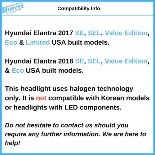 Zoltán autóalkatrész | Fényszóró Hyundai Elantra 2017-2018 | Vezető Oldali / Bal | Usa Modell | Halogén Fényszóró | Kész,