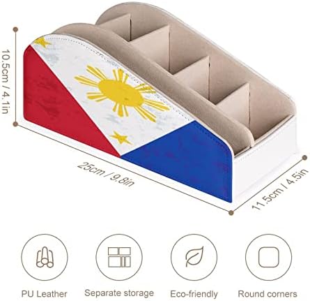 Retro Fülöp-szigetek Zászló Távirányító tartó PU Bőr Tároló Szervező Doboz Otthoni Irodájában Asztali
