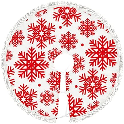 Nagy karácsonyfa Szoknya, Téli Karácsonyi Piros Hópelyhek Fehér 48 Hüvelyk Fa Szoknya Mat karácsonyi Parti Parasztház Fa Szőnyeg