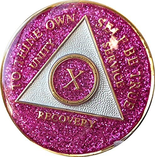 10 Év AA Medál Csillogó Rózsaszín Tri-Lemez Chip X