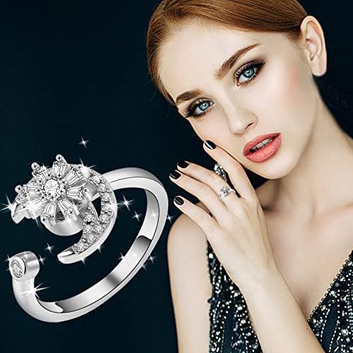 Esküvő & Eljegyzési Gyűrűk, a Nők Forgó Gyűrű Gyűrűk Mikro Állítható Stressz Cirkon Gyűrűk Szorongás Gyűrűk