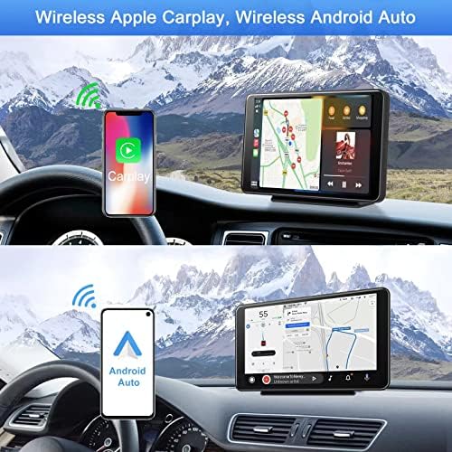 Hordozható Sztereó rádiós Vezeték nélküli Carplay Android Auto, 7In Érintse meg Carplay Képernyőn Tükör Link, Bluetooth,GPS, Navigáció,