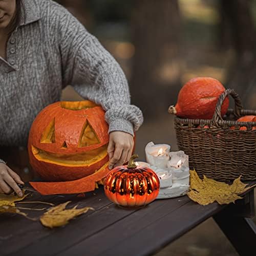 GALPADA LED Dekor Üveg Sütőtök Fényeket Őszi Sütőtök Könnyű Halloween LED Tök Figura Dekoráció az Otthoni Kerti Esni Asztal Dekoráció