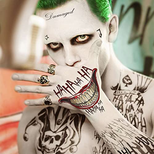 GOROMON 6 Lap Joker Ideiglenes Tetoválás A Halloween-Smink Készlet, Öngyilkos Osztag Joker Tetoválás Matricák A Nők, a Férfiak a
