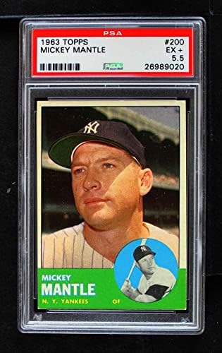 1963 Topps 200 Mickey Mantle New York Yankees (Baseball Kártya) PSA a PSA 5.50 Yankees