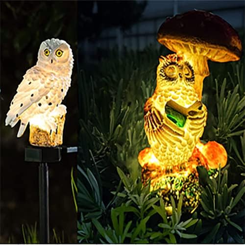 XURLEQ Kerti Napelemes Lámpa Kültéri Dekoráció, Gyanta Bagoly Gomba Napelemes LED Lámpa