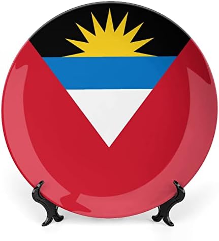 Antigua and Barbuda Zászló Dekorációs Tányér Kerek Kerámia Tányér porcelán Tányér Kijelző Állni Fél Esküvői Dekoráció