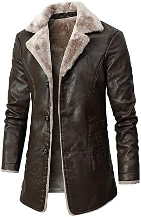UOFOCO Hosszú Ujjú Kabát Férfi Plus Size Túra Téli Kabát Alkalmi Gomb egyszínű Hajtóka, Meleg Gyapjú Kényelmes