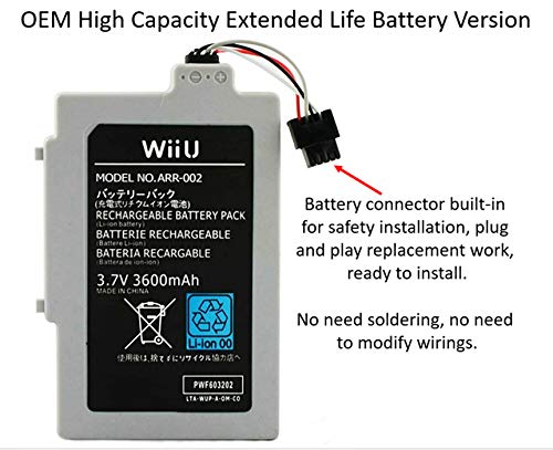 WirelessFinest 3600mAh Nagy Kapacitású, hosszú élettartamú Akkumulátor + Eszköz Cseréje A Nintendo Wii U Gamepad Újratölthető