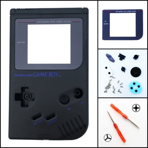 Nintendo Game Boy Eredeti DMG-01 Csere Ház Shell Képernyő Objektívvel Fekete
