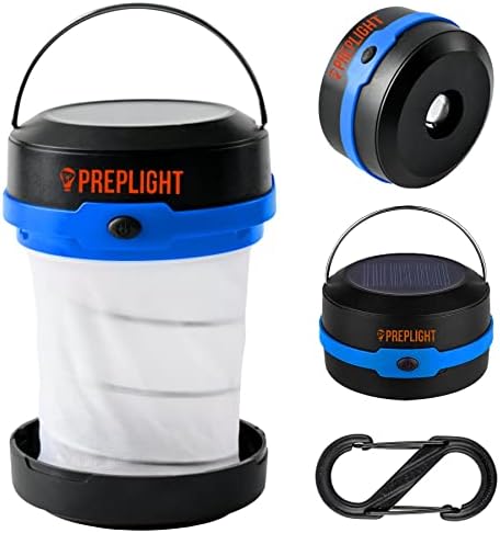 PrepLight Solar Lámpa -Összecsukható LED Kemping Lámpa - Újratölthető Napenergia - Áramszünet, Vészhelyzet, Bogár, Ki Táska - USB Hordozható