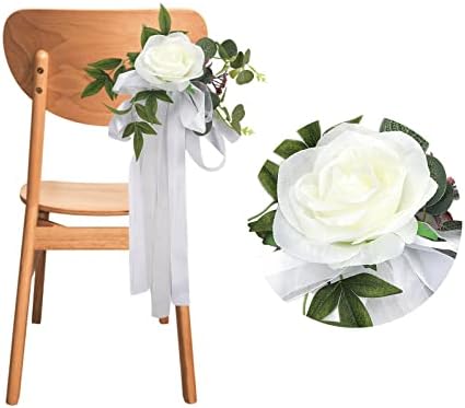 MEUMITY Esküvői Oltárhoz Dekoráció Pew Virágok,6 Db Mesterséges Rózsa Virág Szék Dekoráció Templom Ünnepe Hamis Virág Kellékek