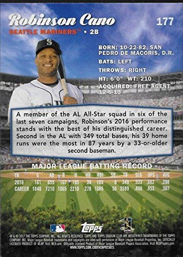 2017 Topps Stadion Club 177 Robinson Cano Seattle Mariners Baseball Kártya