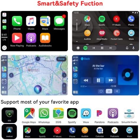 Chaowei Dupla Din Sztereó Bluetooth Autós Játék Kompatibilis Apple CarPlay,6.2 HD LCD Érintőképernyő,Tükör Link,Kormánykerék,Külső