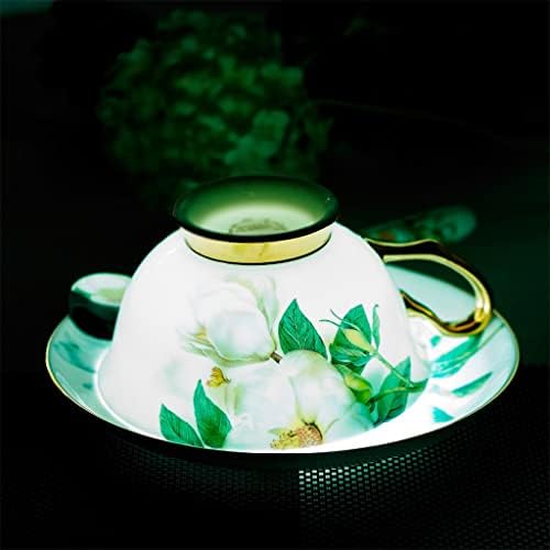 JYDBRT Camellia Európai Stílusú porcelán Porcelán Délutáni Tea Csésze Ajándék Szett Csészealj&Kanál, Vas Állvány