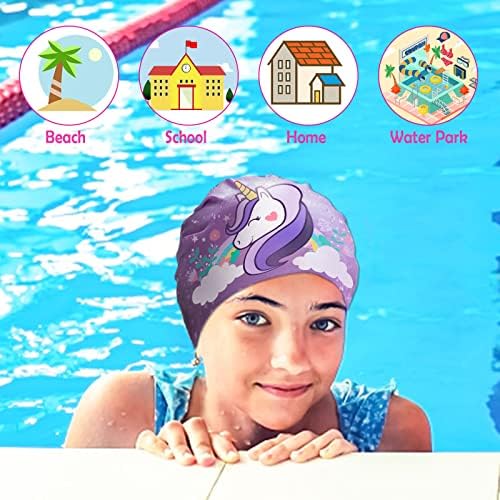 2 Csomag Gyerekek Úszni Kap a Lány a Fiú Idősebb, 4-8, Vízálló Fürdés Kap a Hosszú, illetve a Rövid Haj, Tartós Szilikon úszósapka