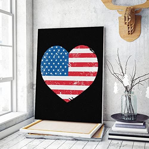 NEKÜNK Amerika Retro Szív Zászló Fess a Számok Készletek Vászon DIY Akril, Olaj Festmény Haza, Fali Dekor 12x16 Inch