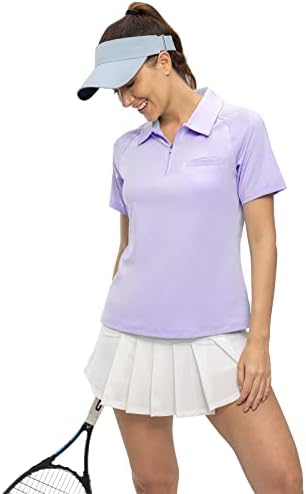 TBMPOY Női pólóing, Rövid Ujjú UPF 50+ Cipzár Sportos Golf Pólók Gyors Száraz Könnyű Sport Póló