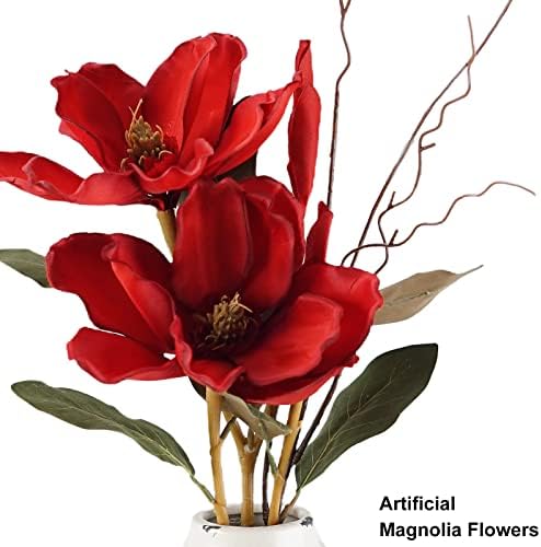 Ziosxin dohányzóasztal Dekoráció, Selyem Magnolia Mesterséges Virágokat a Váza, Mesterséges virágkötészet a Váza az Otthoni