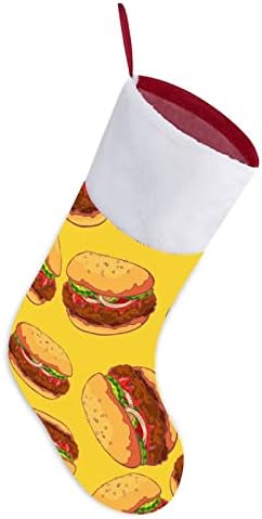 Ízletes Marhahús Hamburger Karácsonyi Harisnya(16.5 hüvelyk) Karácsonyi Zokni Ajándék Táska Családi Nyaralás Kandalló Fán Lógó
