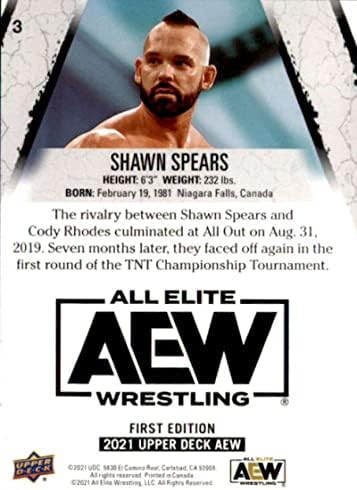 2021 Felső szint Minden Elit Birkózás AEW 3 Shawn Spears Hivatalos Kereskedési Kártya