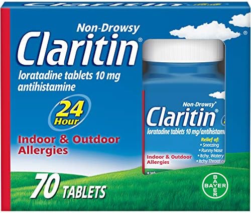 Claritin 24 Órás Allergia Gyógyszert, Nem Álmos Receptre Kapható Allergia Enyhítésére, Loratadinnel Antihisztamin Tablettát, 70 Szám