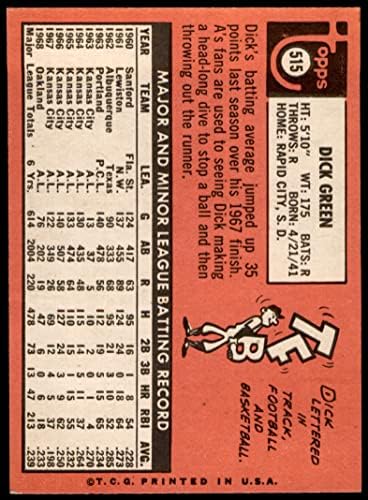 1969 Topps 515 Dick Zöld Oakland Athletics (Baseball Kártya) JÓ Atlétika