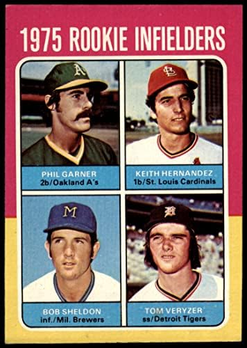 1975 Topps 623 Újonc Infielders Keith Hernandez/Phil-Garner/Bob Sheldon/Tom Veryzer Atlétika/Bíborosok/Brewers/Tigrisek (Baseball