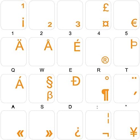 Angol MINKET Nemzetközi Billentyűzet Matrica Narancssárga Betűkkel Átlátszó Háttér az Asztali, Laptop illetve Notebook