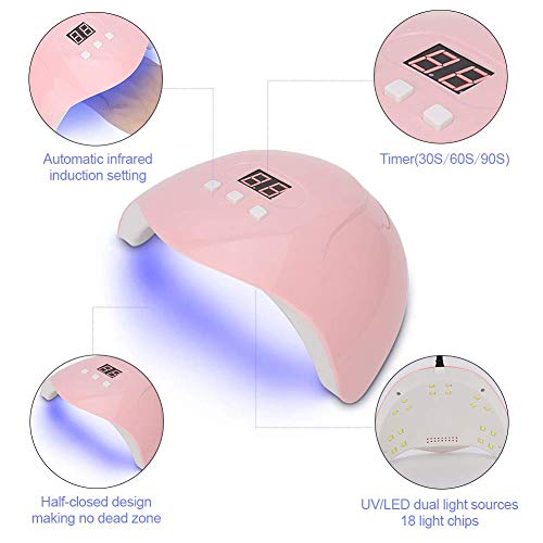 54W UV LED Lámpa Köröm - Intelligens Körömlakk Zselé Szárító Manikűr Eszköz Gyógyító Gép, 30-as, 60-as, 90-es évek Időzítés