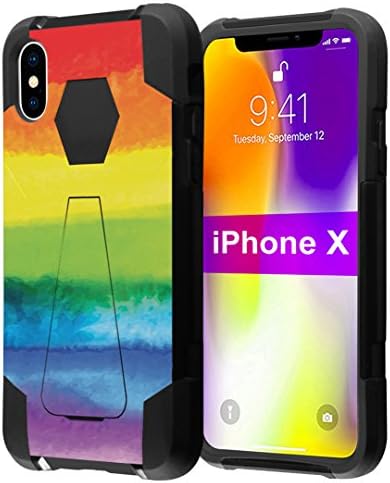 iPhone X az Esetben, Kapszula-Ügy Hibrid Fusion Dual Layer Ütésálló Harci Állvány Tok (Fekete) iPhone X - (Pride Flag)