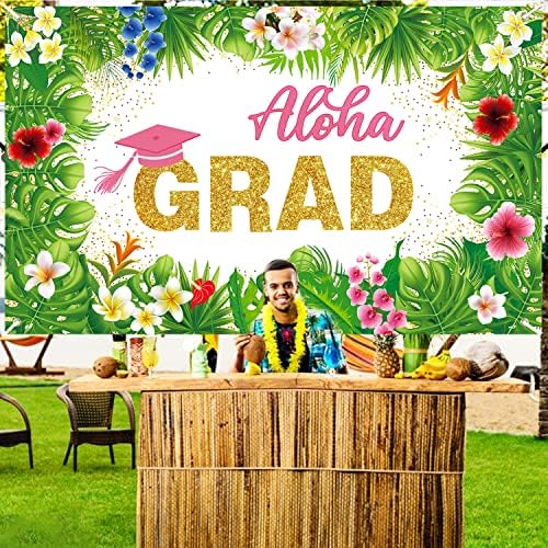 Trópusi Aloha Érettségi Fél Hátteret 2023 | Aloha Érettségi Banner 2023 | Nyári Hawaii Luau Congrats Grad Osztály 2023 Fotózás Háttér Banner