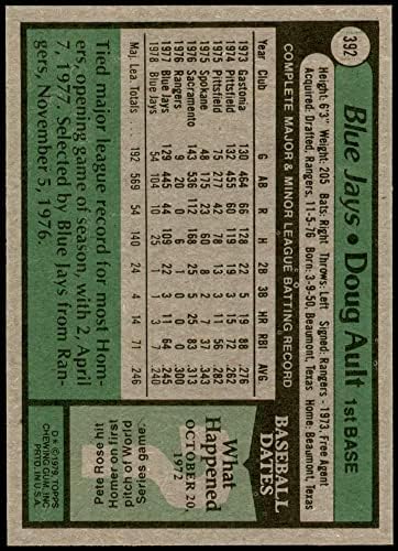 1979 Topps 392 Doug Ault Toronto Blue Jays (Baseball Kártya) NM/MT+ Blue Jays