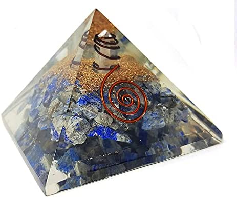 Lapis Lazuli Csakra Gyógyító Kristály Piramis/ Orgonite Piramis Réz Tekercs Reiki EMF Védelem Meditáció, Jóga Energia Generátor