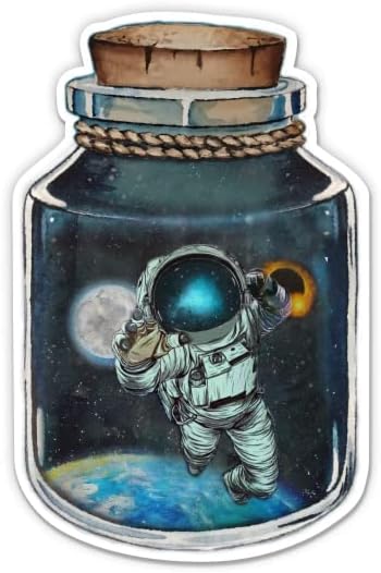 Tér Űrhajós egy Üveg Matrica - 2 Csomag 3 Matricák - Vízhatlan Pvc Autó, Telefon, Víz, Üveg, Laptop - Univerzum, Csillagok, Matricák