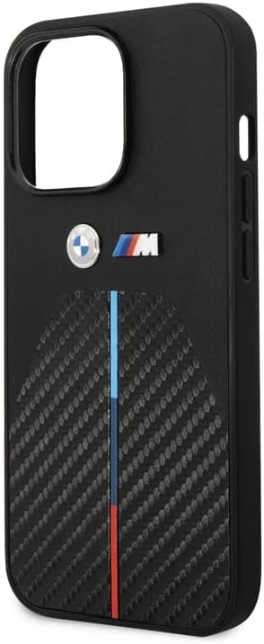 CG MOBIL BMW Telefon tok iPhone 14 Pro Max a Fekete Steppelt Közepén Tricolor, PU Szénszálas Védő & Tartós Esetben az Easy Snap-on, Sokk Abszorpciós