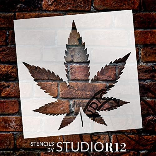 A marihuána Levél Sablon a Festmény StudioR12 | Kannabisz Pot Kender Újrafelhasználható Sablon | Kézműves DIY Hippi lakberendezés | Festék