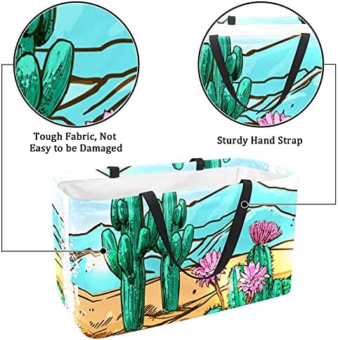 LORVIES Újrafelhasználható Táskák Növény Kaktusz Fa Összecsukható Mosható Nagy Tároló Tartályok Kosár Bevásárló Táska