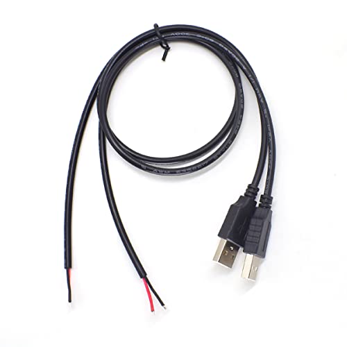 ELNONE 1 Csomag 2db USB 2-Vezeték Pigtail Kábel 20AWG (2 Láb) 5V 5A Fekete USB Csatlakozó hálózati Kábel
