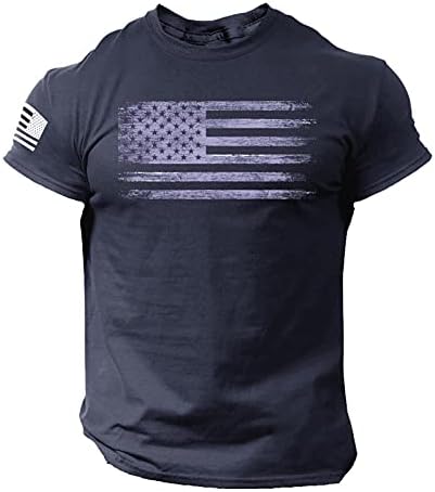 BADHUB Hazafias T-Shirt Férfi Alkalmi, Laza, Rövid Ujjú Izom Ing július 4-én Póló, az Amerikai Zászló Nyomtatás Maximum