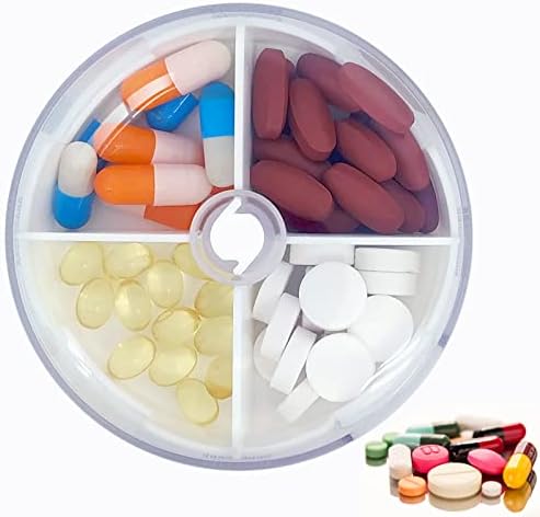 Tabletta Szervező Hordozható Utazási Gyógyszeres Dobozt Körben Forgatható Tabletta Esetben 4 Nagyméretű Rekesz Gyógyszer Szervező