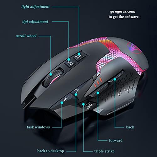 NYIEFADA Programozható Gaming Mouse RGB Ergonomikus 12000 DPI Nagy Pontosságú 10 személyre Szabható Gombok 14 RGB Háttérvilágítású Optikai