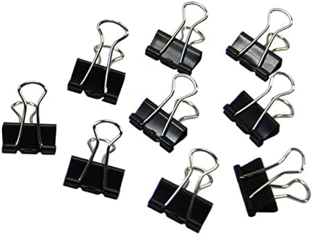 Mini Fold-Vissza Binder Klip, Fekete, Fém - 12 Klipek Összesen - 1 Csomag