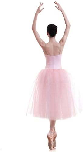 N/Halvány Rózsaszín Nők Romantikus Stílus Balett-Tánc Tütüben Balerina Jelmez Hosszú Tutu Ruha (Szín : Halvány Rózsaszín, Méret : LA Kód)