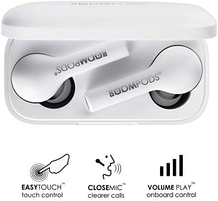 BoomPods Bassline Igaz Vezeték nélküli Fülhallgató - Bluetooth Fülhallgató, Víz/Izzadság Ellenálló, Kompakt Utazási Töltés Esetben