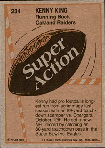 1981 Topps 234 Szuper Akció Kenny Király Oakland Raiders (Foci Kártya) NM Raiders Oklahoma